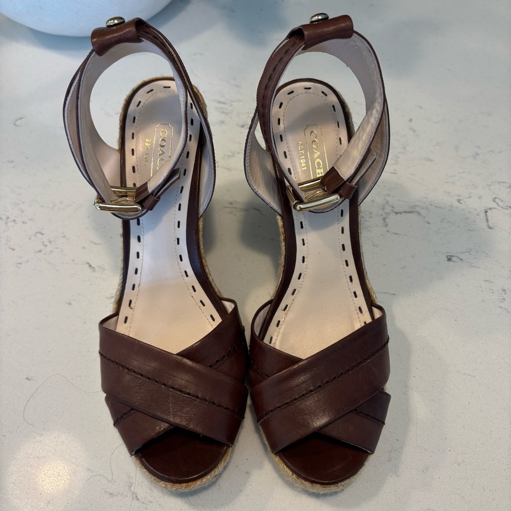 Coach brown LEATHER WEDGES